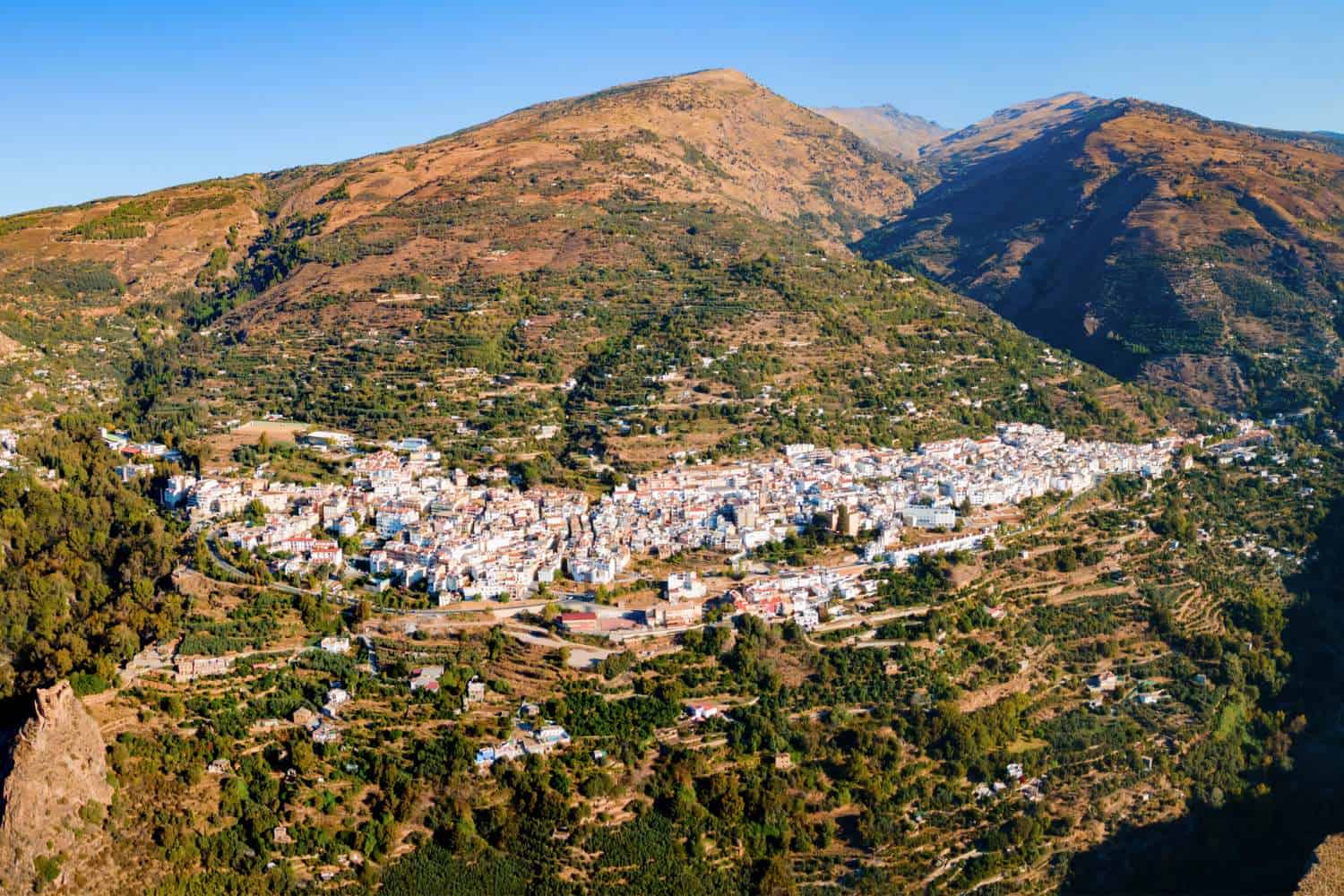 A panoramic aerial view of Lanjaron Spain