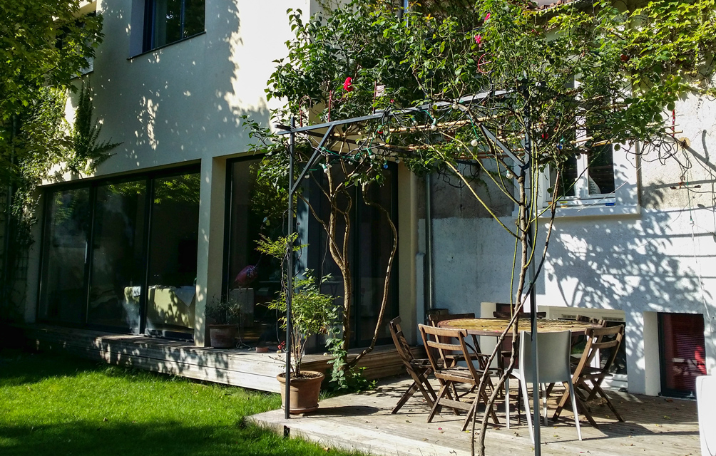 House-sitting in Paris and our patio.