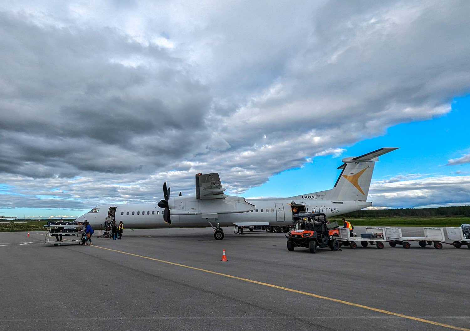 Landing in Western Newfoundland at Deer Lake Regional Airport.