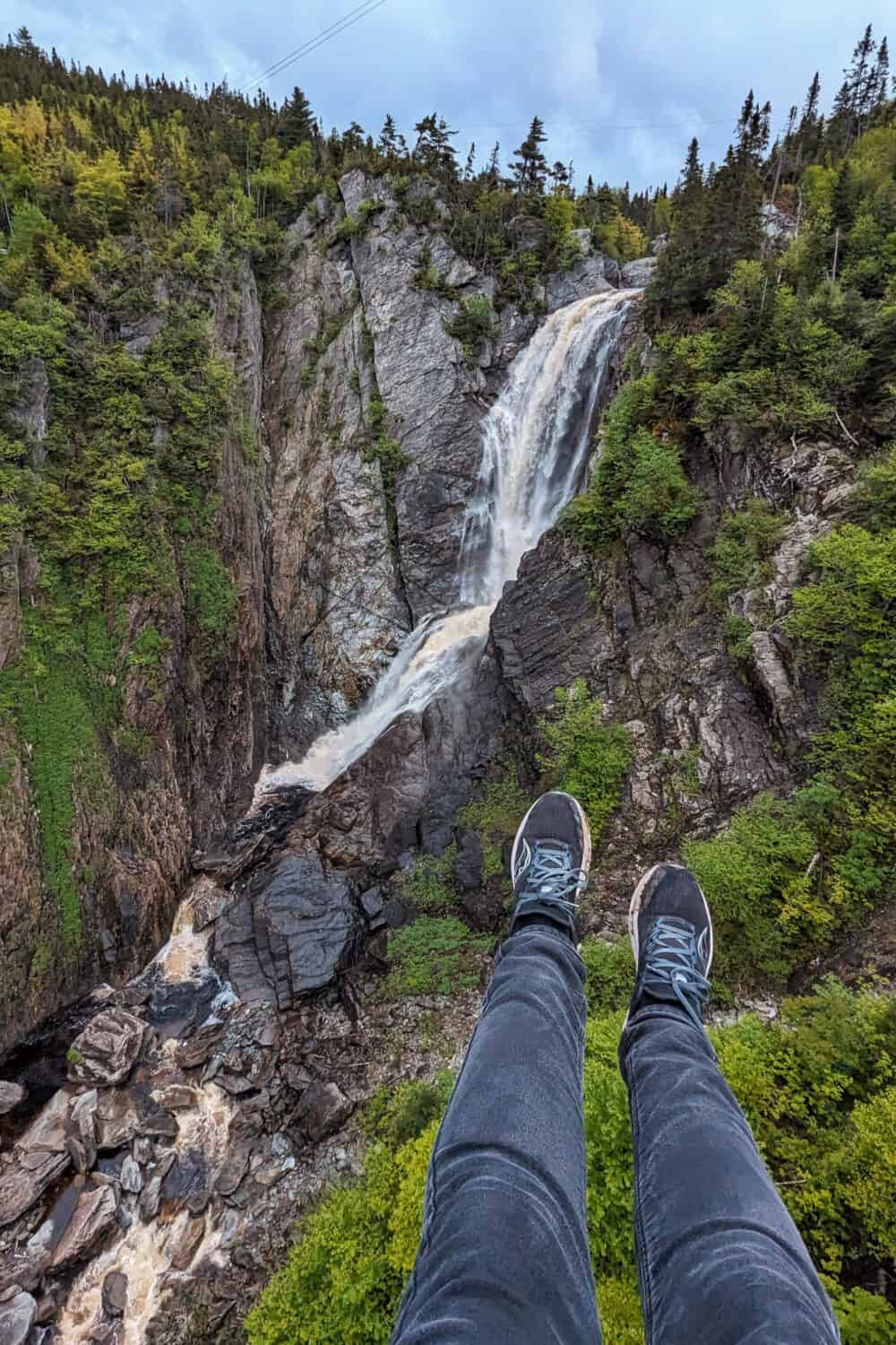 Feet first into the waterfall