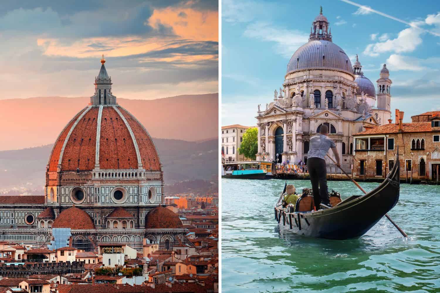 The choice between traveling to Florence or Venice