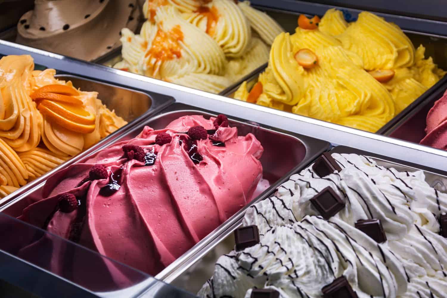 Various flavours of Italian Gelato