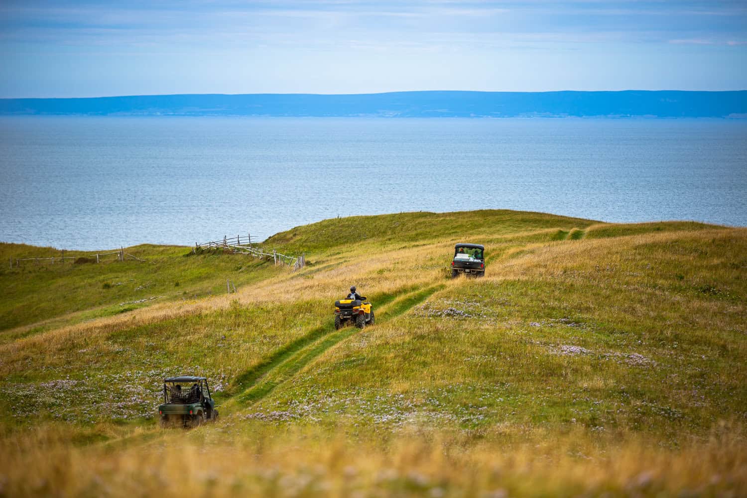 People on ATVs on the south western shore.