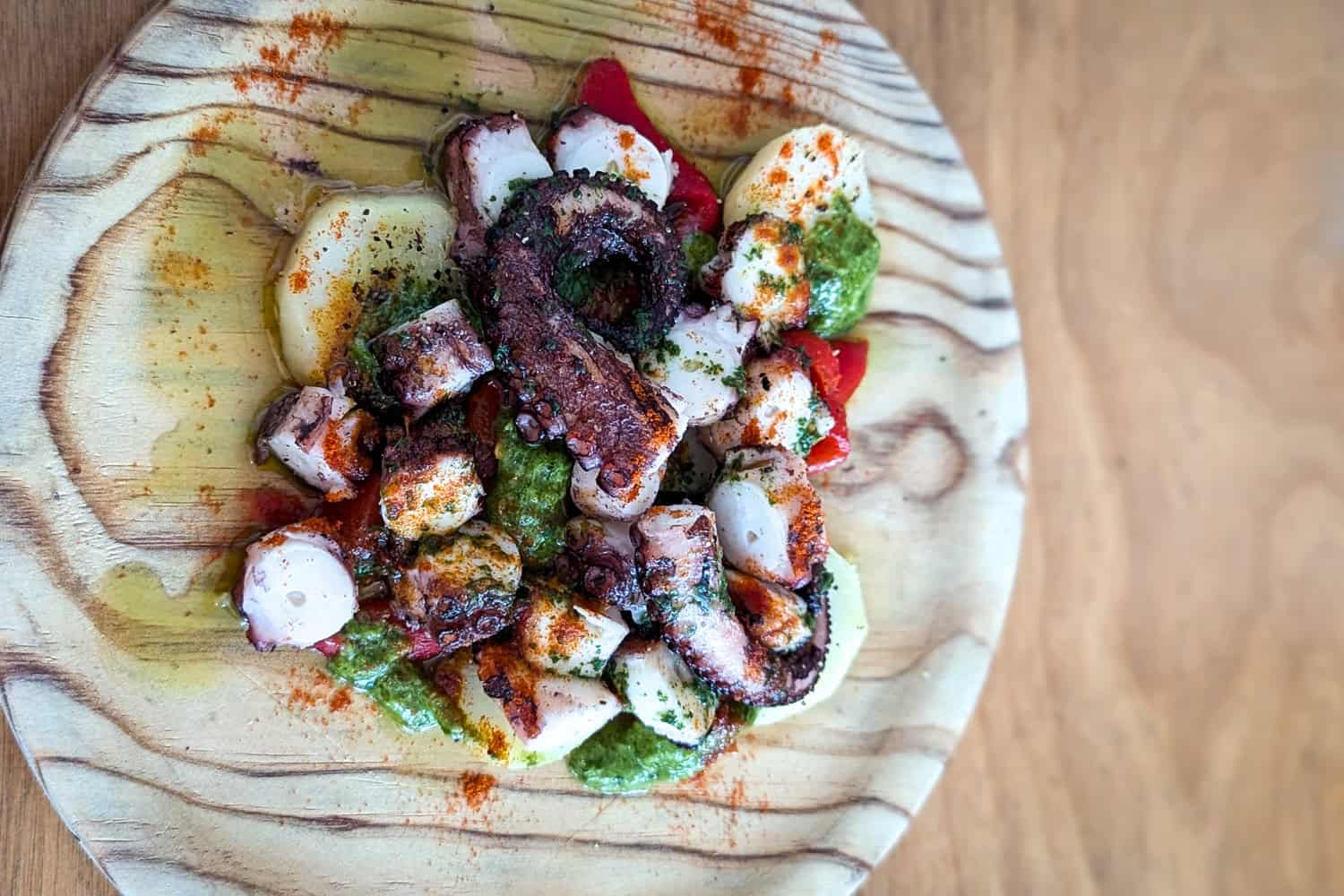 Always on the popular Nova Scotia Restaurants list - Grilled Octopus from Beach Pea in Lunenburg, Nova Scotia